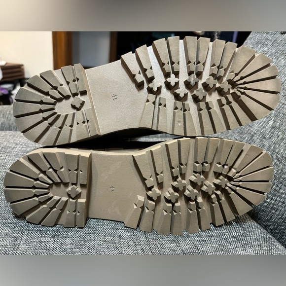 H&M Chelsea mid-calf lug platform sole taupe tan faux leather boot. 10 - Picture 10 of 13